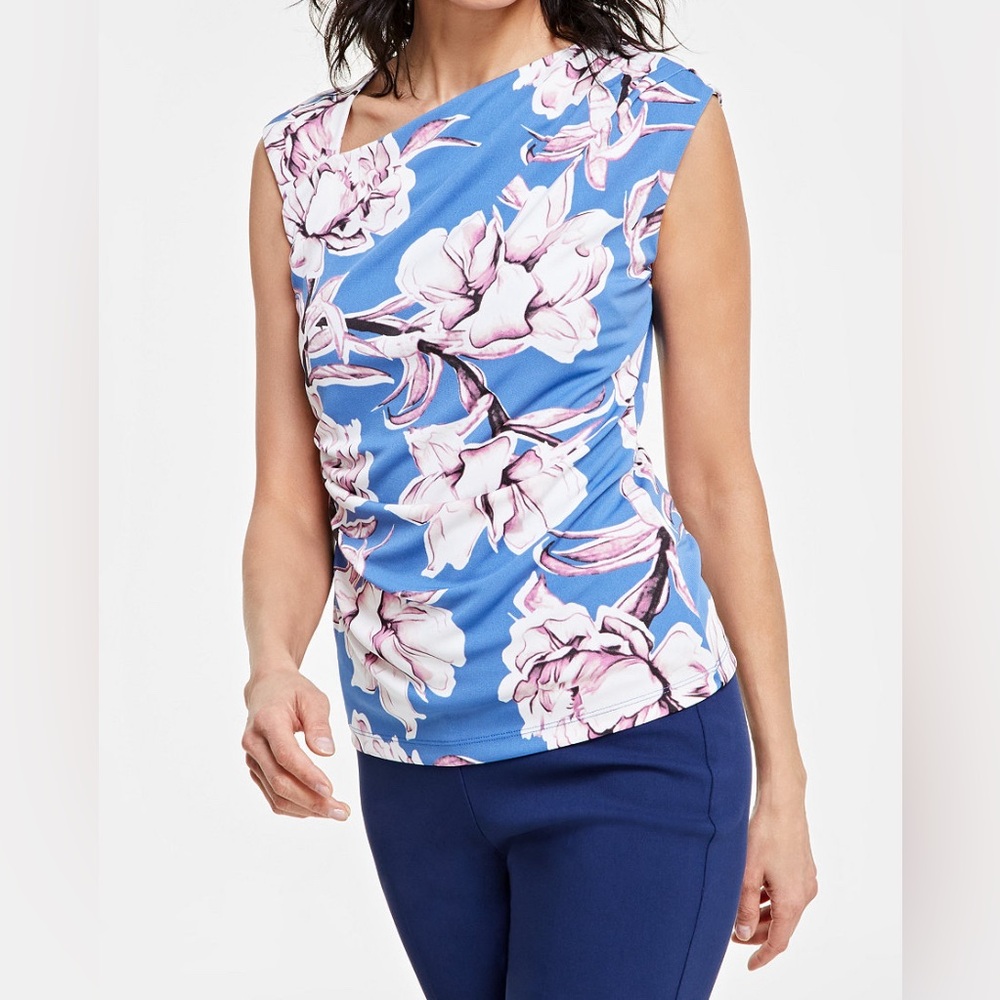 I.N.C.Women's Draped Asymmetrical-Neck Sleeveless Top. Large